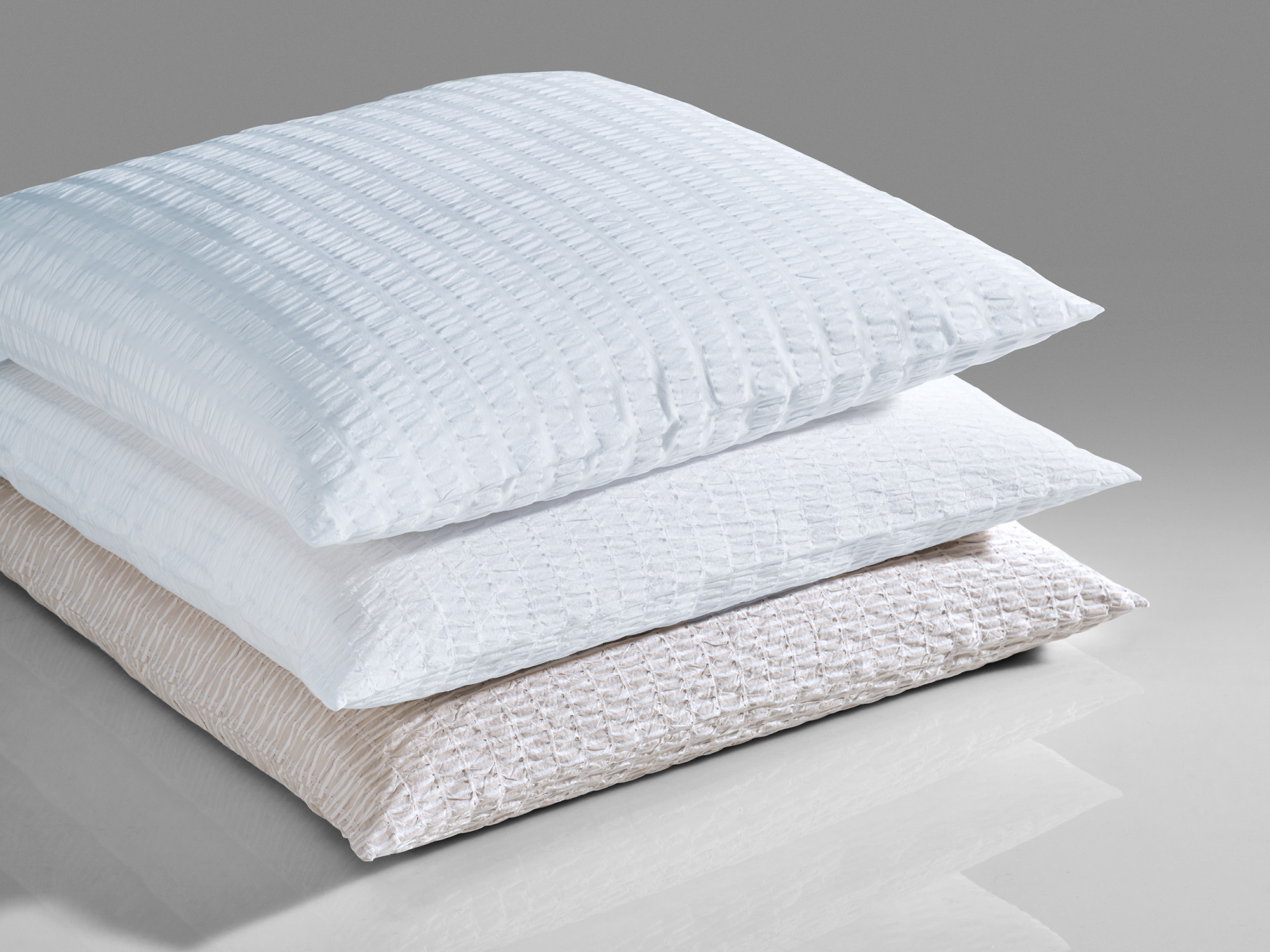 Christian Fischbacher Seersucker TWIST beige-grau 